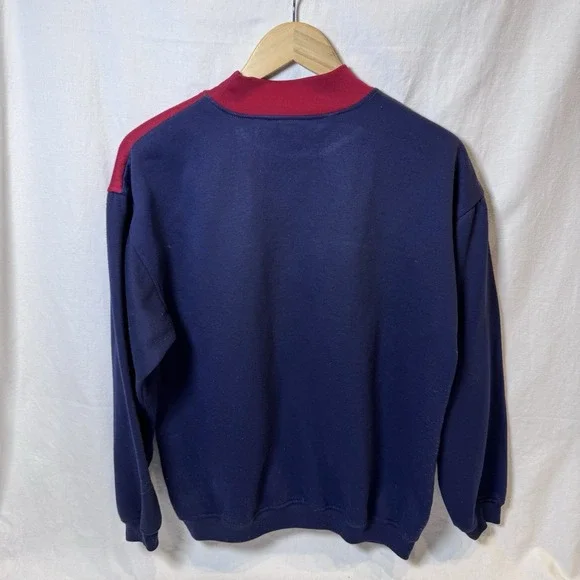 90s Bold Spirit Color Block Holiday Sweatshirt Boxy Cut Retro Size Medium - Picture 4 of 6